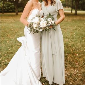 Harper Chiffon Faux Wrap Dress, Sage, Size 8 - LIKE NEW